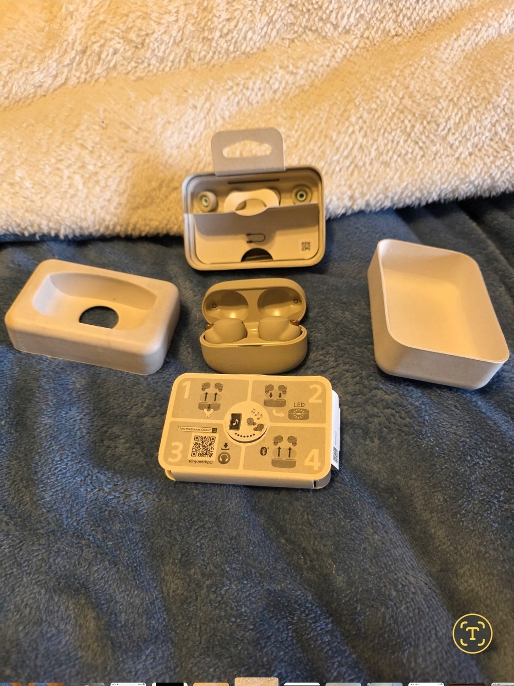 Sony Beige/Gold True Wireless Earbuds with Charging Case